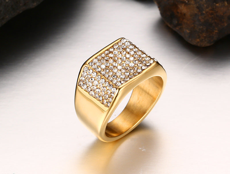 Top 1 Titanium Steel Men’s Ring – Bold Diamond Shine