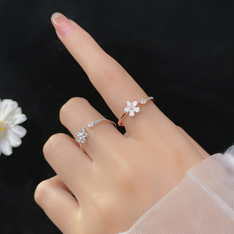 Korean Flower Silver Ring – 5-Petal Minimalist Jewelry Gift