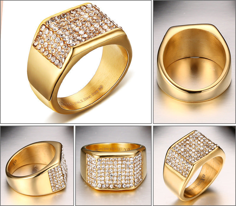 Top 1 Titanium Steel Men’s Ring – Bold Diamond Shine
