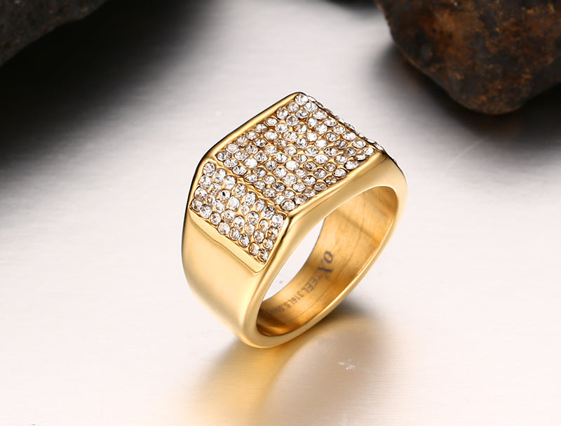 Top 1 Titanium Steel Men’s Ring – Bold Diamond Shine