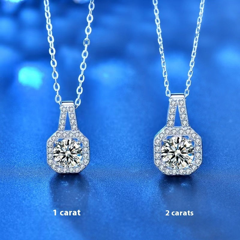 Moissanite Silver Necklace – Elegant Sterling Sparkle