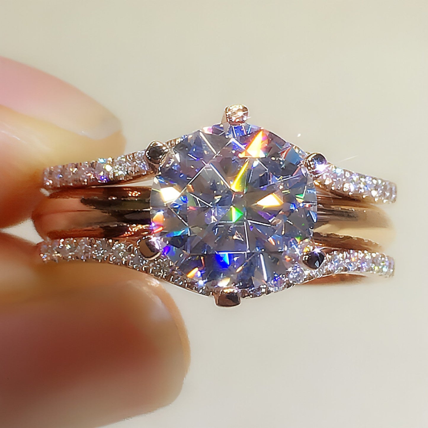 18K Gold Moissanite Ring – 1 Stunning Two-in-One Design for Her