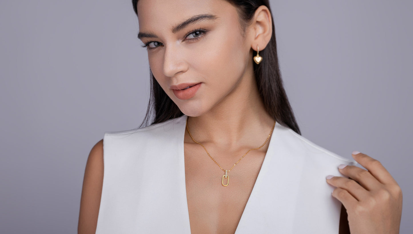 Light And Shadow Geometric Moissanite Silver Necklace