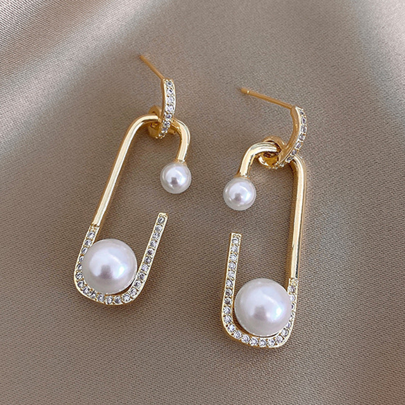 Zircon Pearl Jewelry Set – Elegant Earrings & Rings