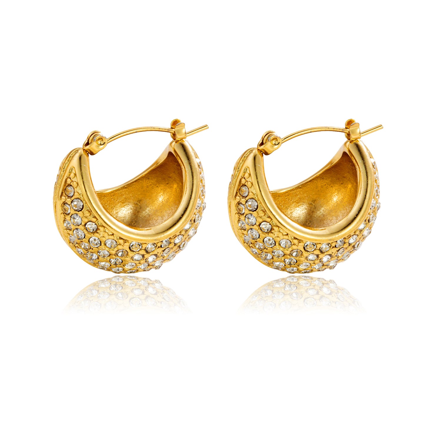 Top 1 Gold Oval Earrings – Sleek Titanium Sparkle