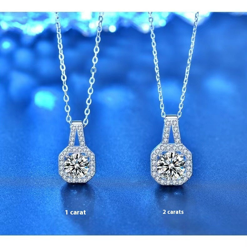 Moissanite Silver Necklace – Elegant Sterling Sparkle