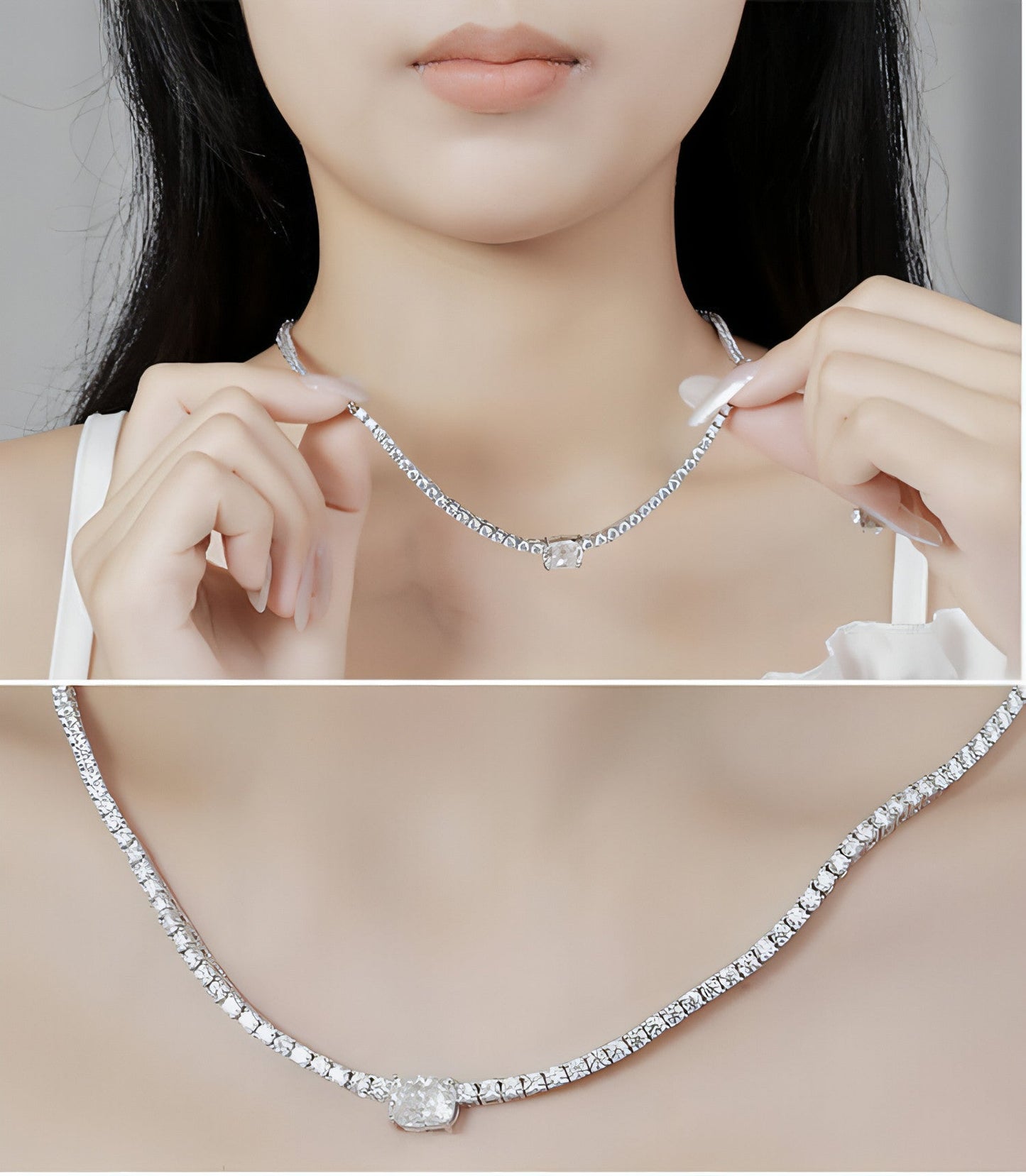 4 Karat Diamond Moissanite Necklace 925 Silver Simple European And