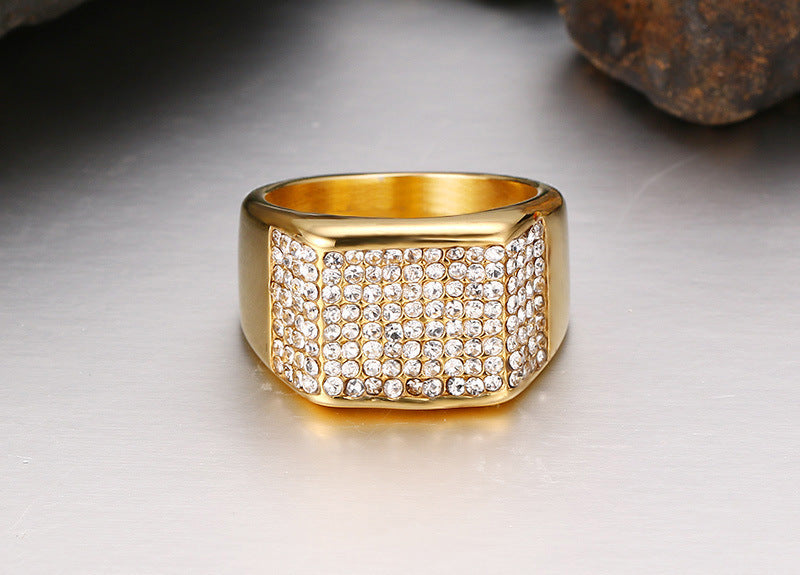 Top 1 Titanium Steel Men’s Ring – Bold Diamond Shine