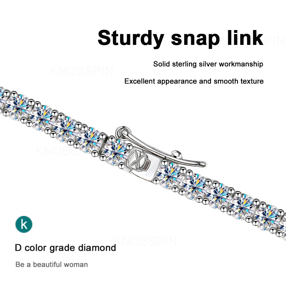 Moissanite Tennis Necklace Sterling Sliver Plated