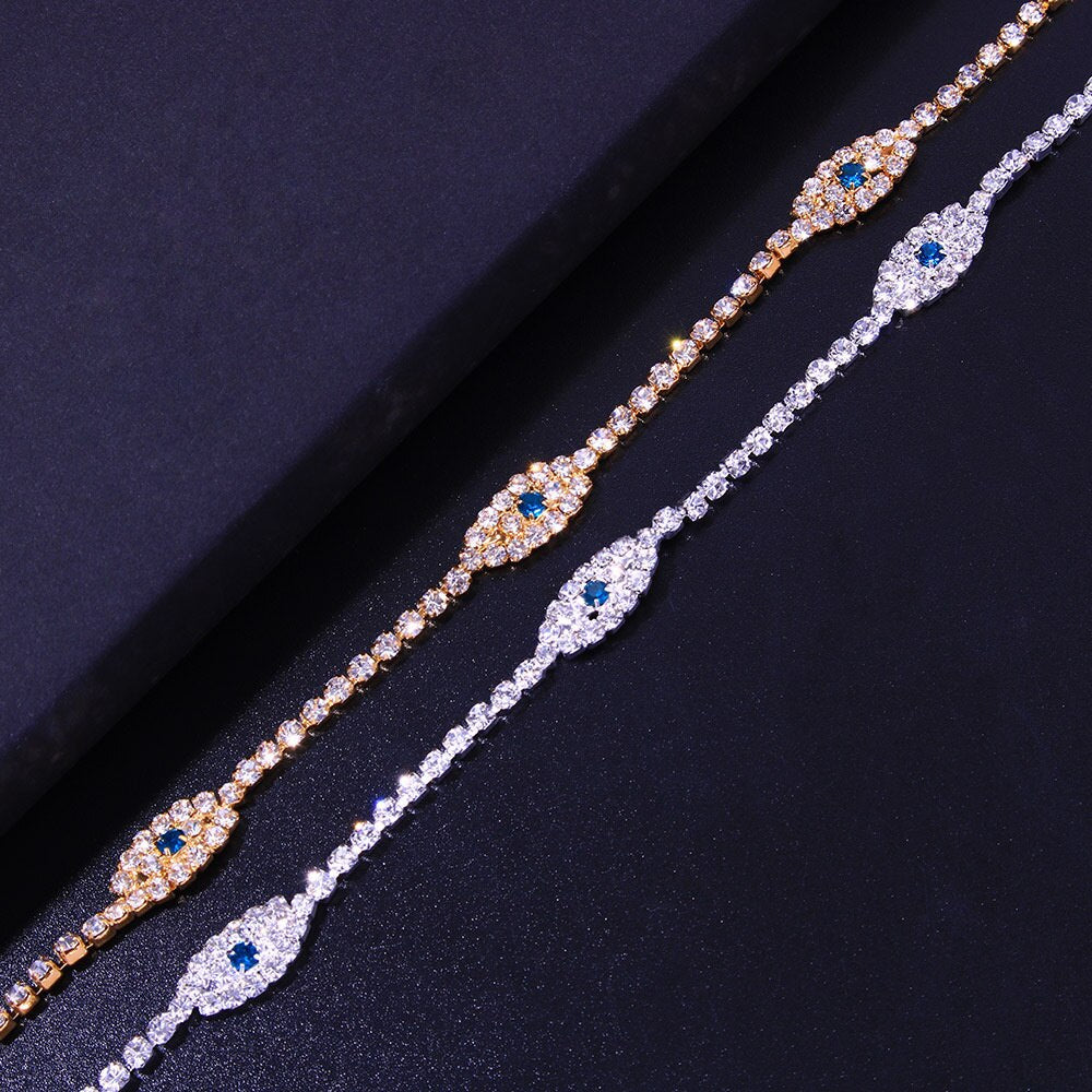Blue Evil Eye Anklet – 1 Charming Crystal Beach Bracelet