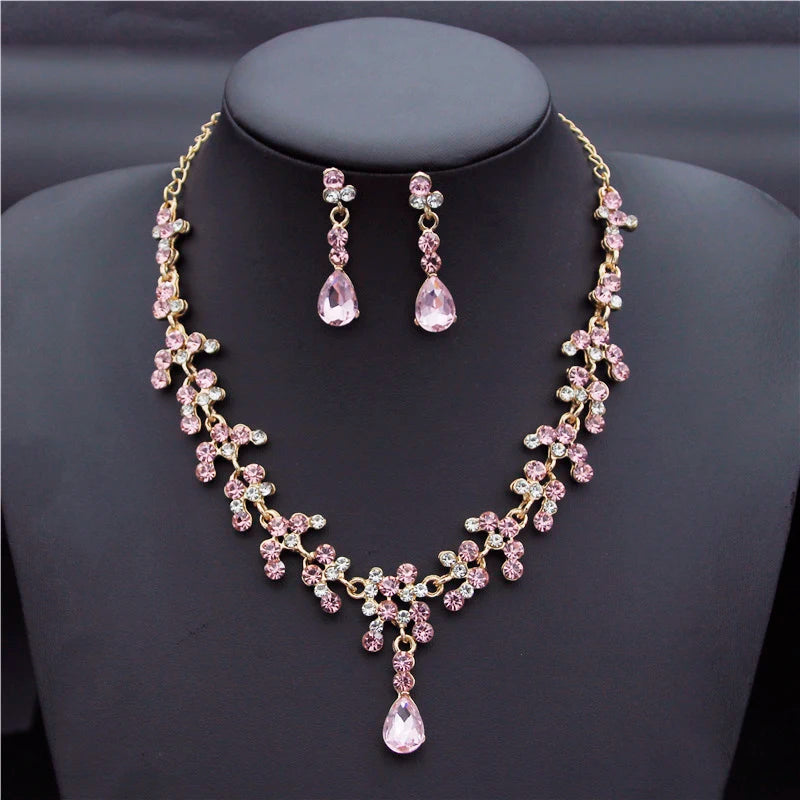 Gold Rhinestone Necklace Set