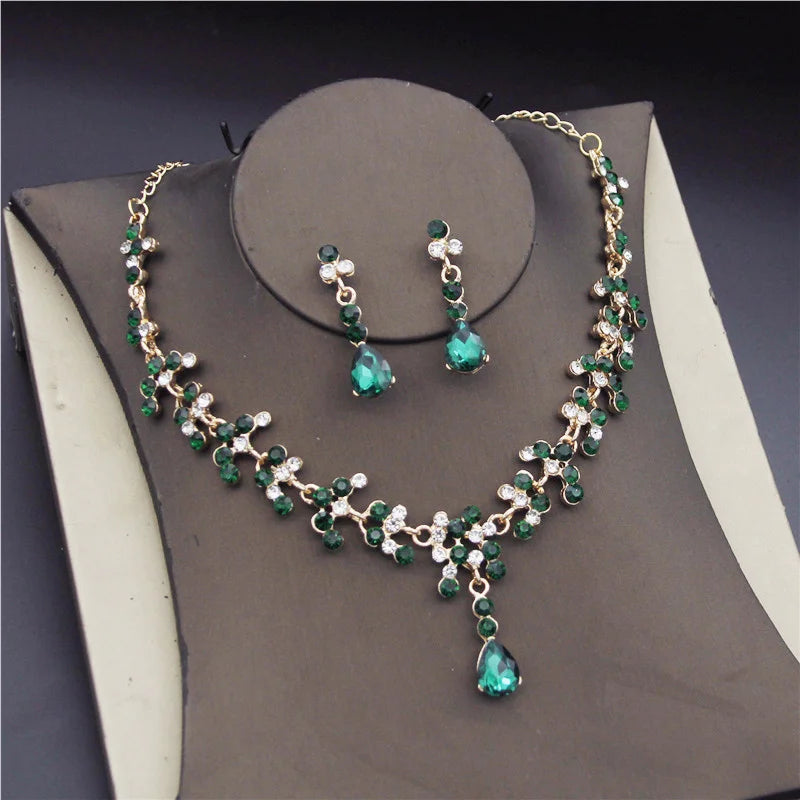 Gold Rhinestone Necklace Set