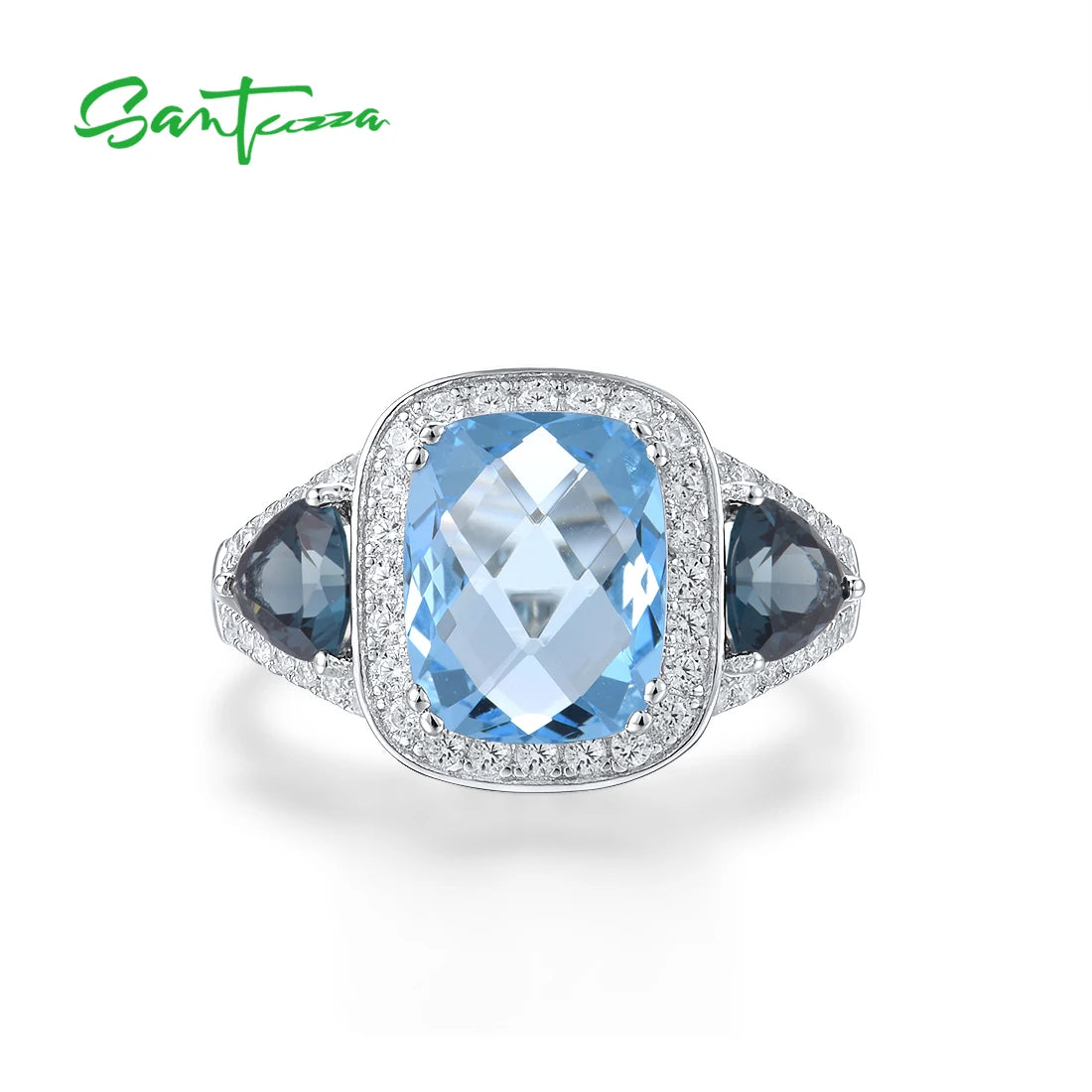 925 Silver Solitaire Ring – Sparkling Blue Stone Elegance