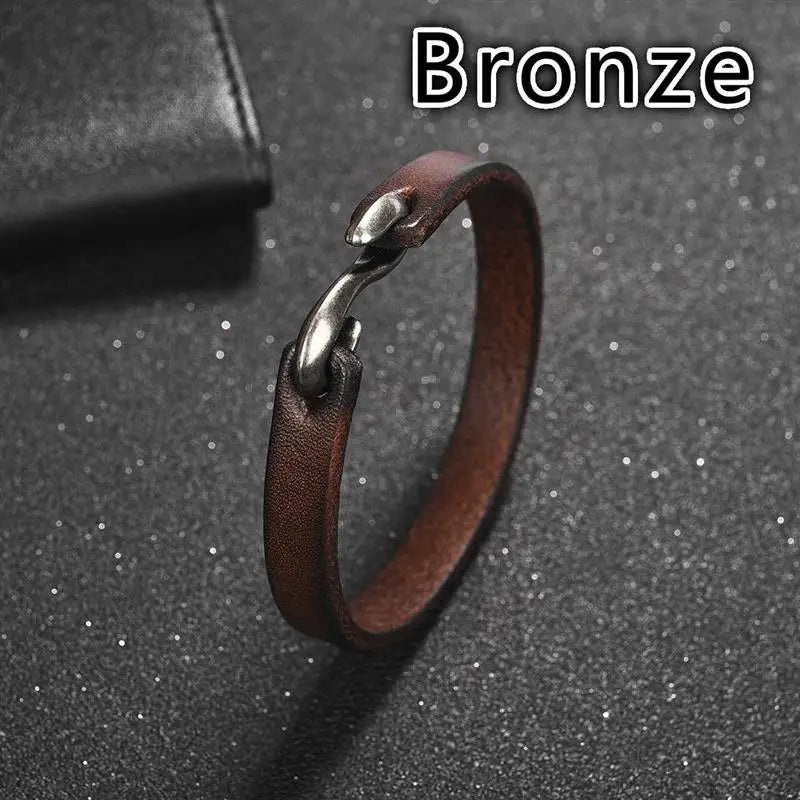 Jiayiqi Genuine Leather Retro Cuff Wristband