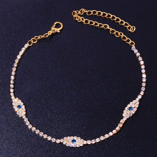 Blue Evil Eye Anklet – 1 Charming Crystal Beach Bracelet