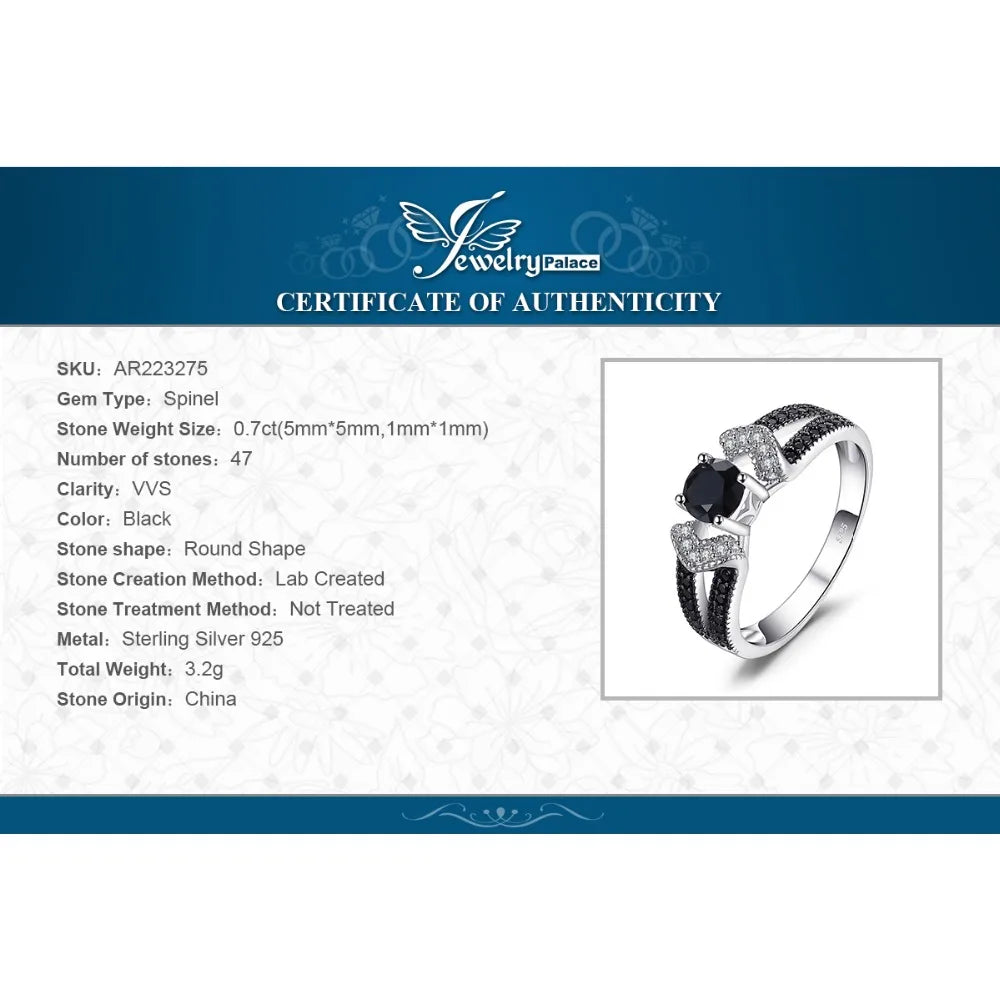 Black Spinel Silver Ring