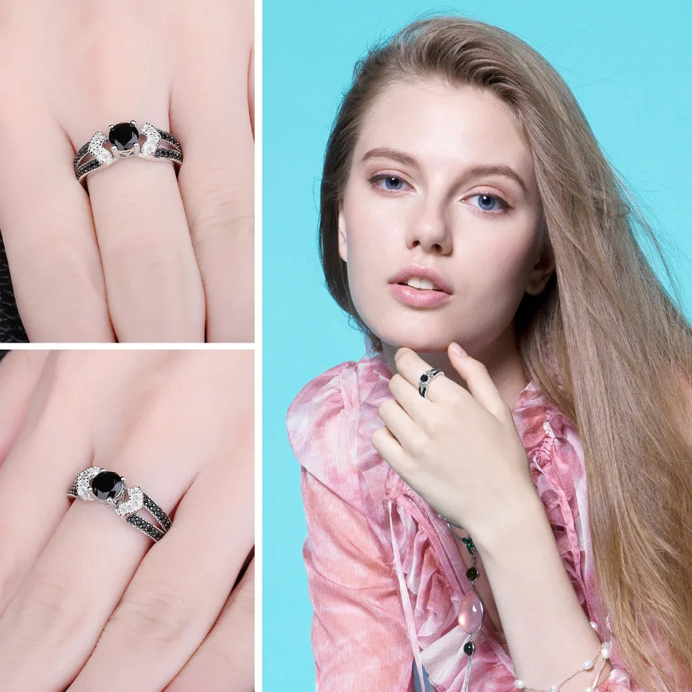 Black Spinel Silver Ring