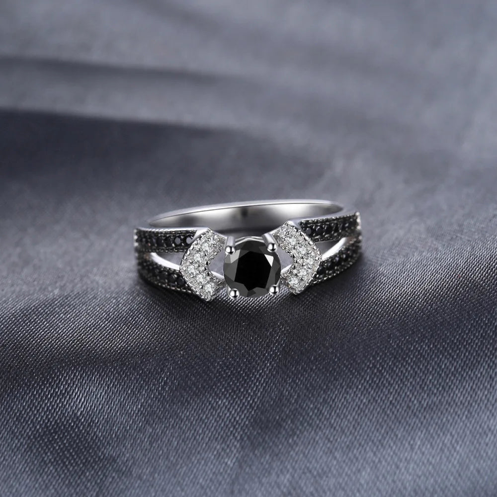 Black Spinel Silver Ring