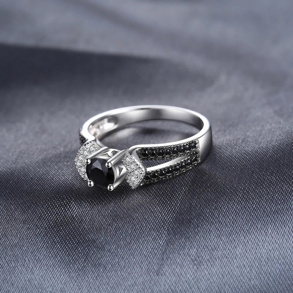 Black Spinel Silver Ring