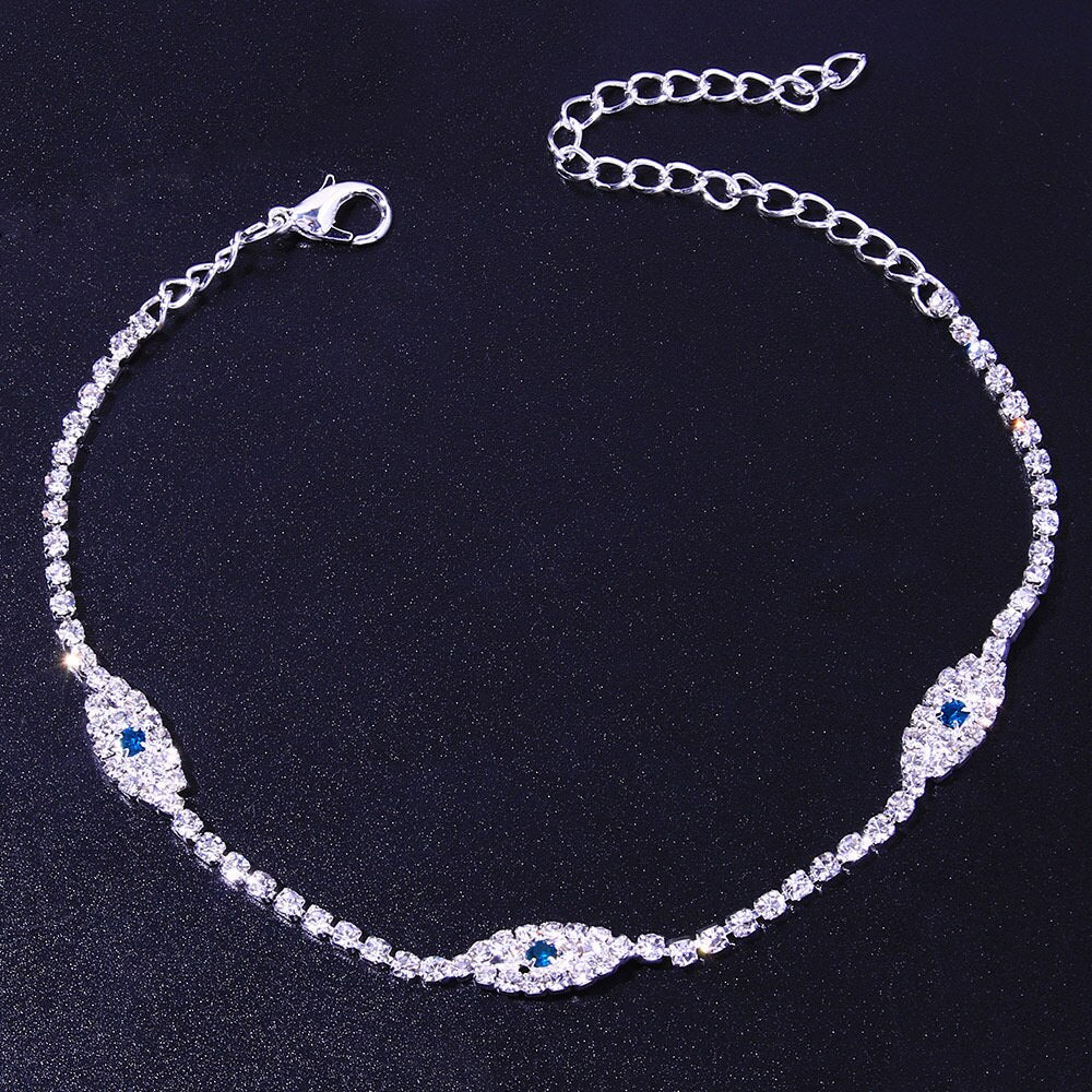 Blue Evil Eye Anklet – 1 Charming Crystal Beach Bracelet