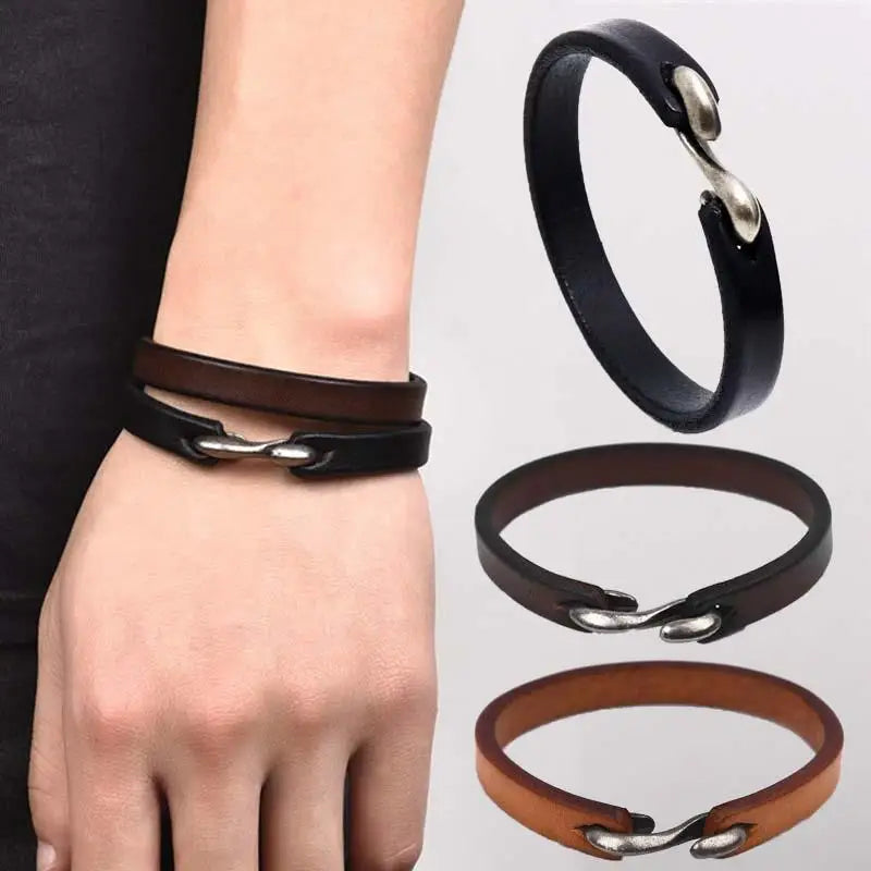 Jiayiqi Genuine Leather Retro Cuff Wristband