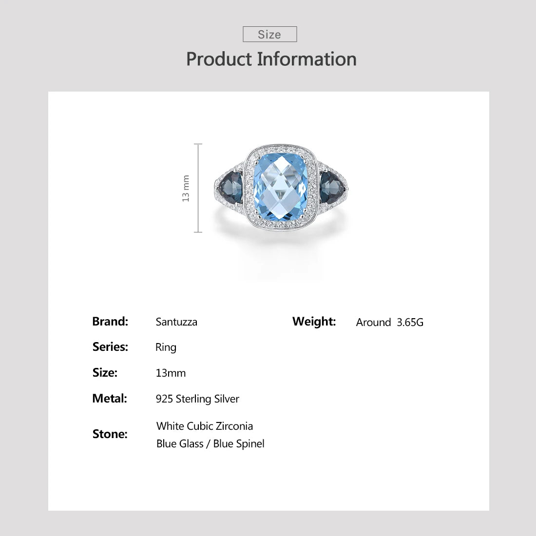 925 Silver Solitaire Ring – Sparkling Blue Stone Elegance