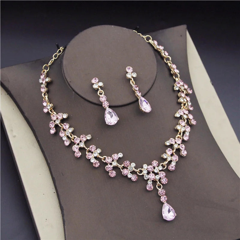 Gold Rhinestone Necklace Set