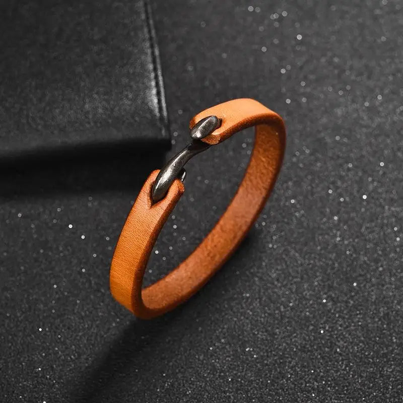 Jiayiqi Genuine Leather Retro Cuff Wristband