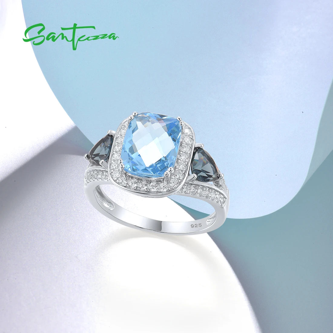 925 Silver Solitaire Ring – Sparkling Blue Stone Elegance