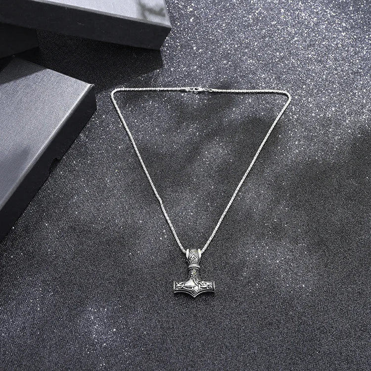 Viking Amulet Hammer Punk Necklace for Men
