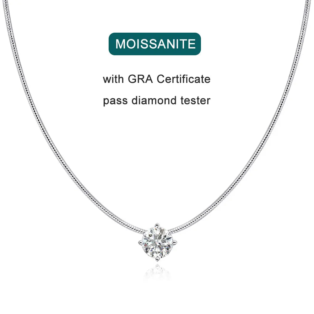 D VVS1 Moissanite Necklace – 18K White Gold, 925 Silver