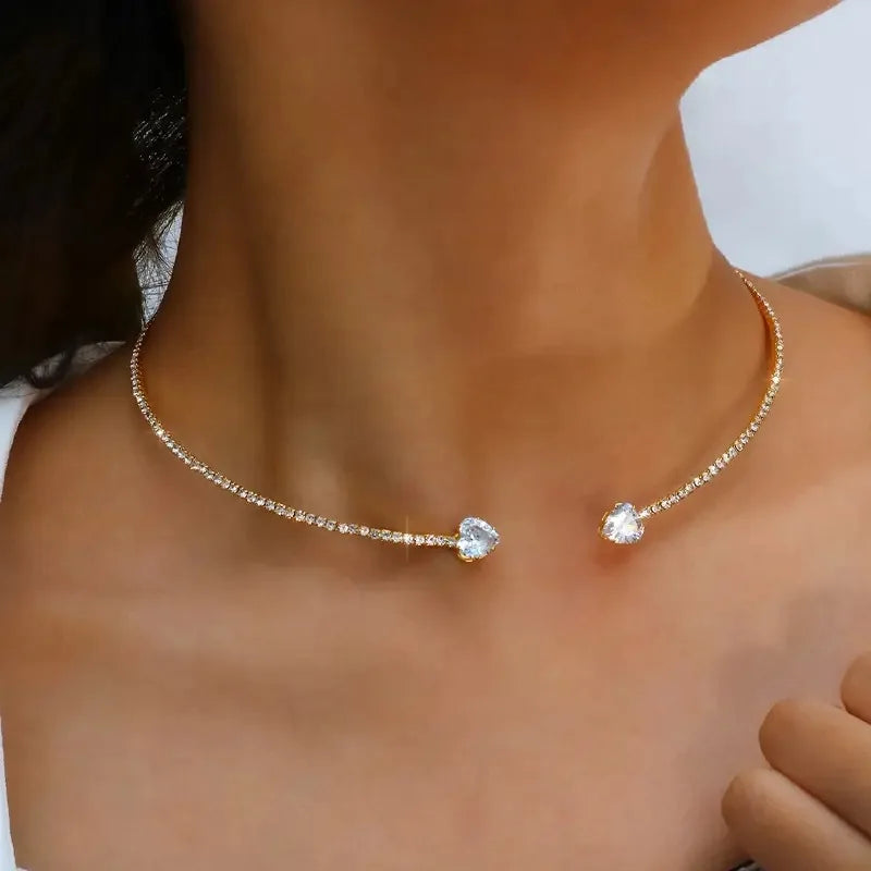 Heart-Cut Moissanite Choker – S925 Wedding Necklace