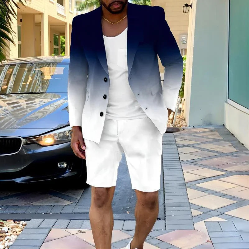 Mens Clothing Summer Single-Breasted Business Office Short Pants Suit