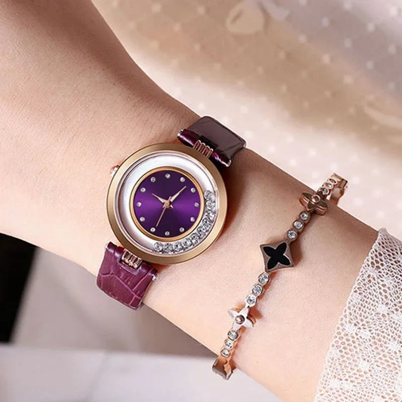 Luxury Temperament Ladies Watch Leather Belt Diamond Analog Quartz Watch Reloj Mujer Montre Femme