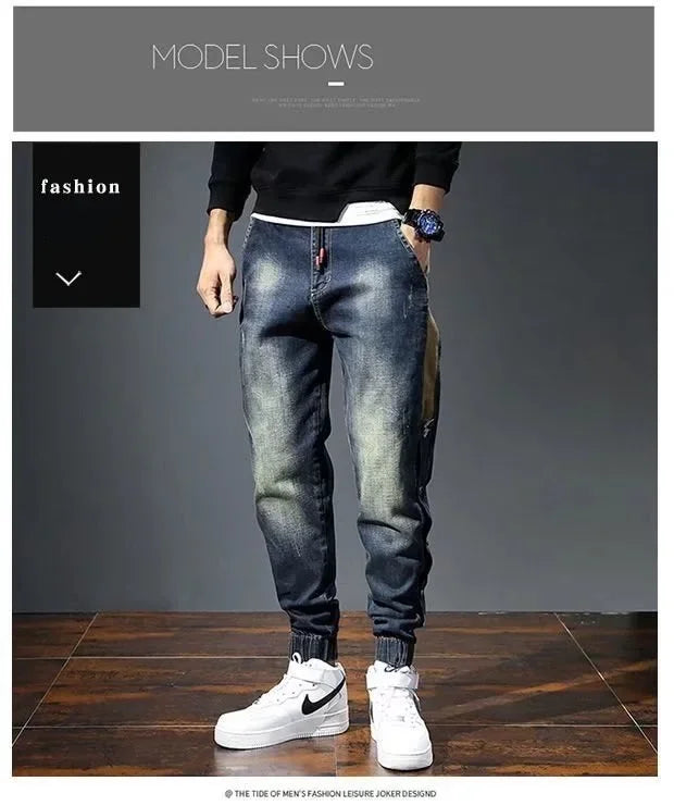 Men Harem Pants Fashion Pockets Designer Loose Baggy Moto Jeans