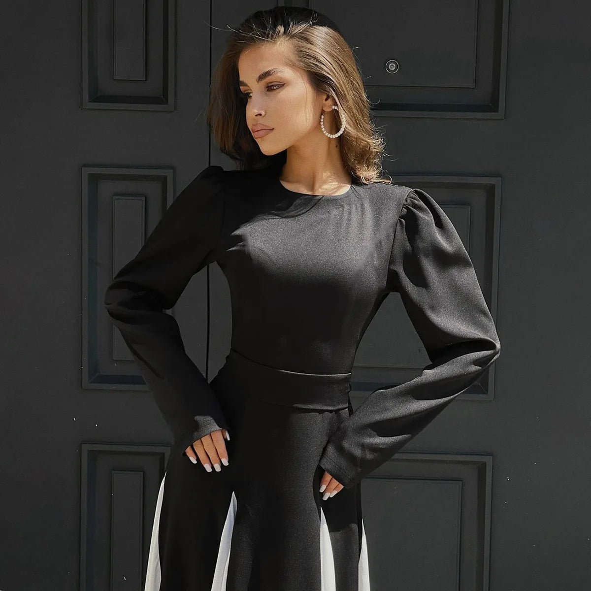 Women's Clothing 2025 Spring and Summer Celebrity Style Mid-waist Lace-up Dress