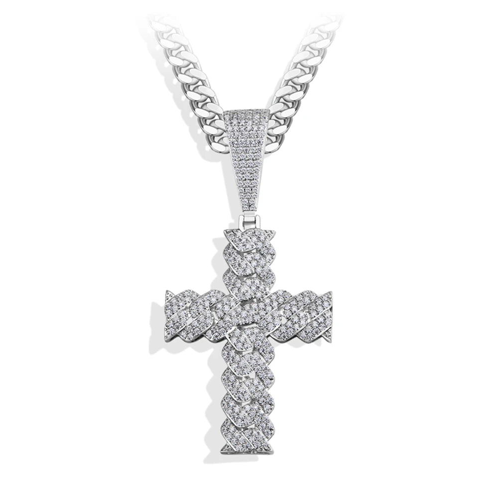 S925 Cross Necklace – Moissanite Lab Diamond Sparkle