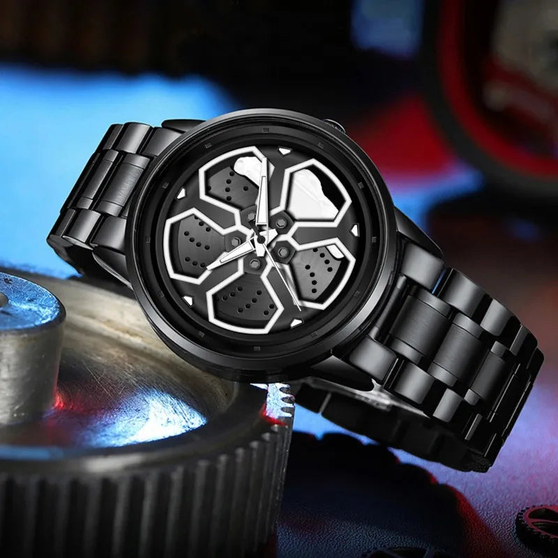 Men Watches Luxury Trend Reloj Hombre Mi Car Watch Men Quartz Movement Black Stainless Steel Strap Watch