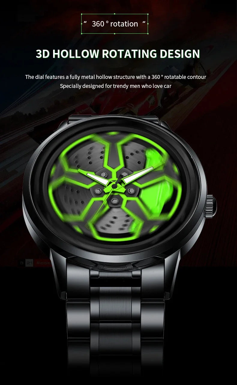 Men Watches Luxury Trend Reloj Hombre Mi Car Watch Men Quartz Movement Black Stainless Steel Strap Watch