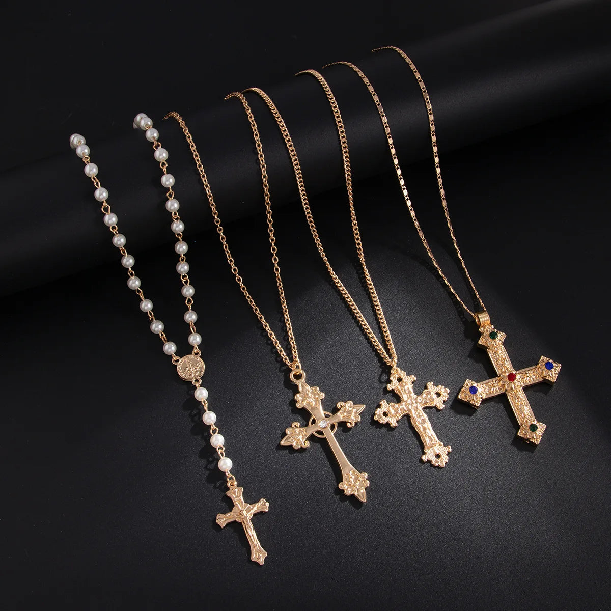 Men’s Cross Necklace Set, Hip-Hop Niche Pearl Chain, Stylish Collar Jewelry, Daily/Street Versatile, Perfect Gift,Limited Offer