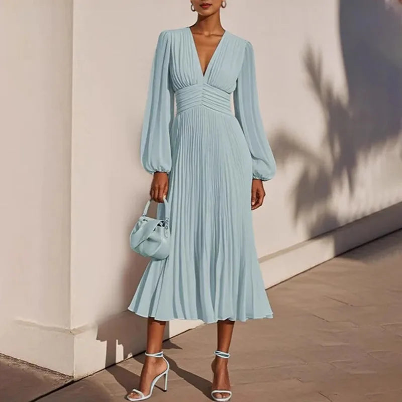Elegant V-Neck Long Dress