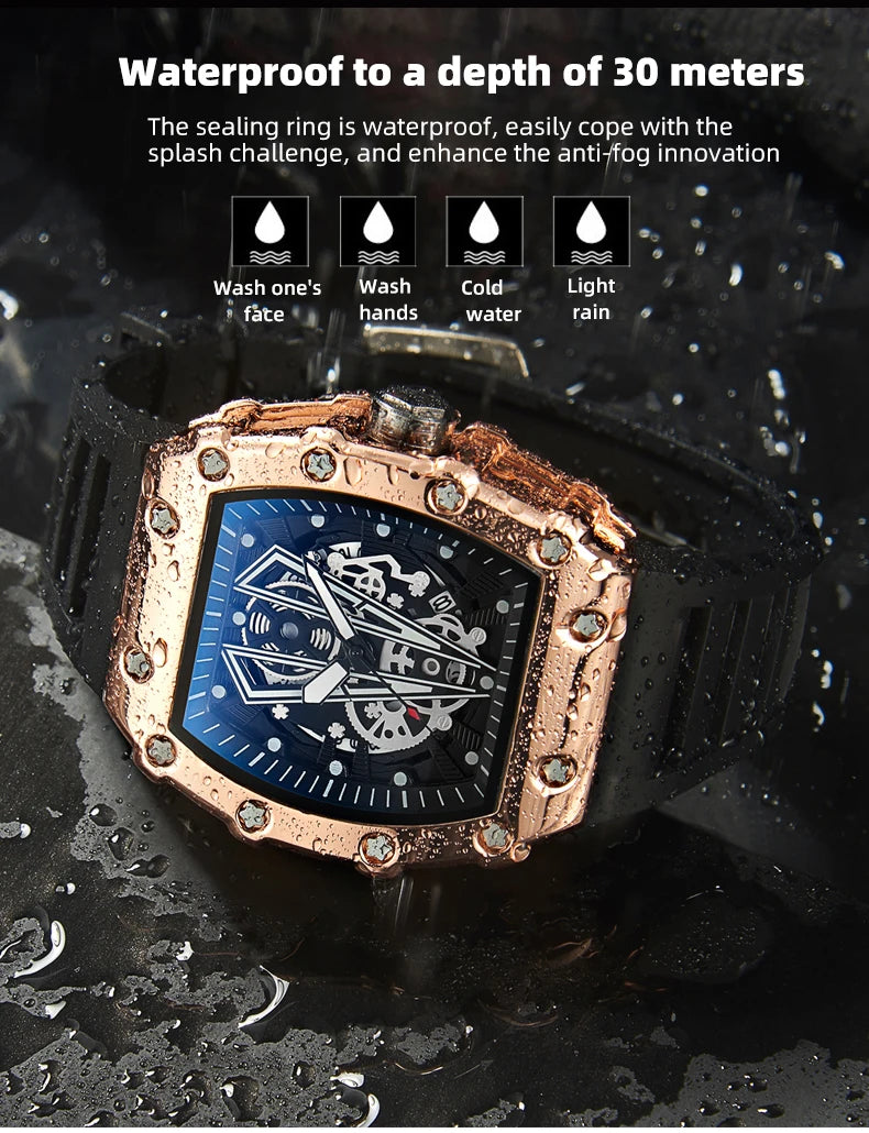 Foreign Trade Watch Large Dial For Men Quartz Waterproof Sport Square Luminous Watch