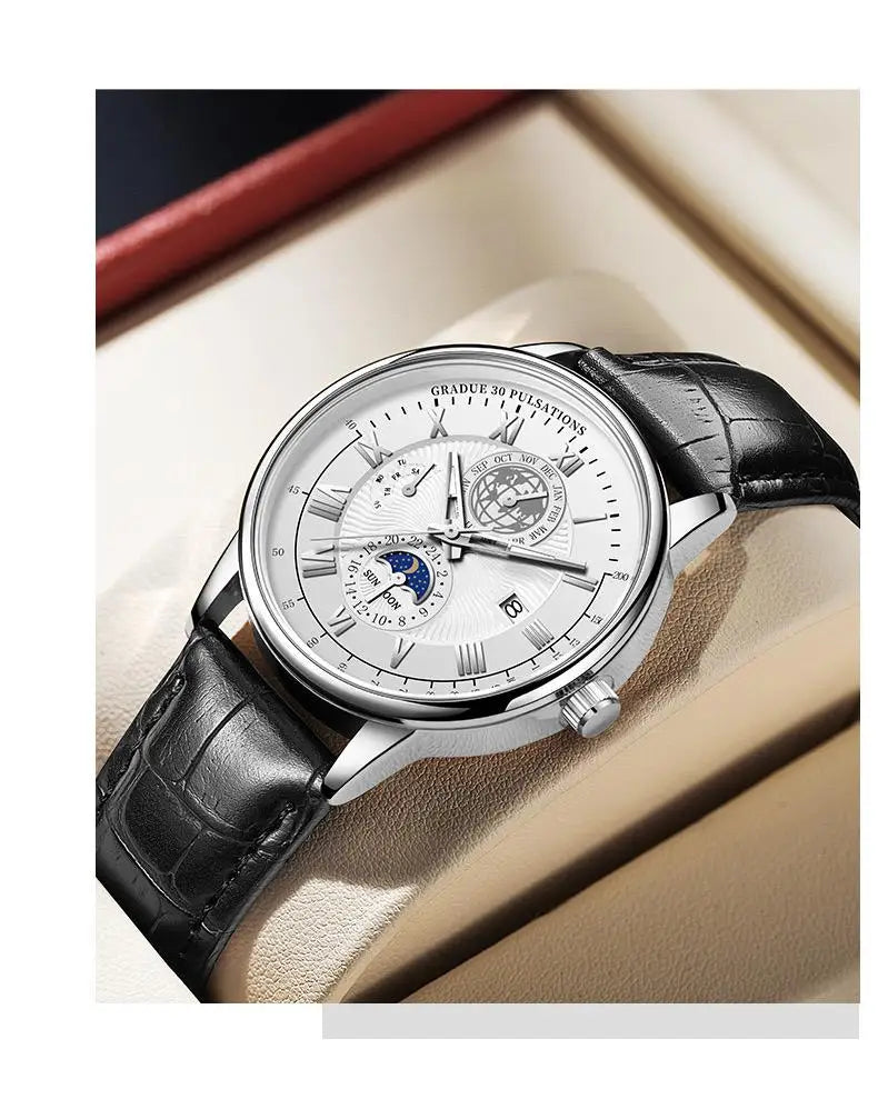 2024 Top Luxury Sport Men's Wristwatch Waterproof Luminous Leather Date Quartz Watch