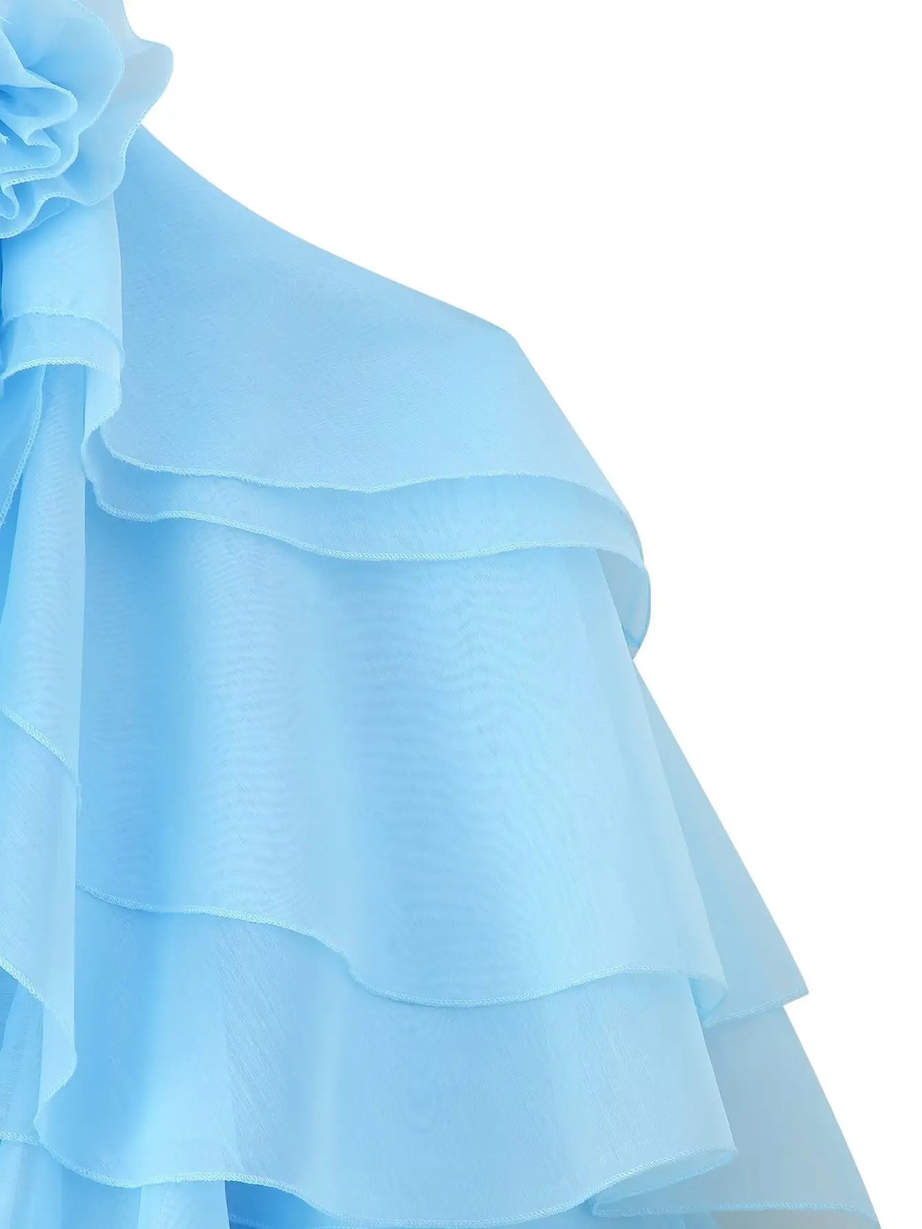 New Women's Clothing European and American Style Fashion Simple Casual Three-Dimensional Flower Layered Decorative Dress