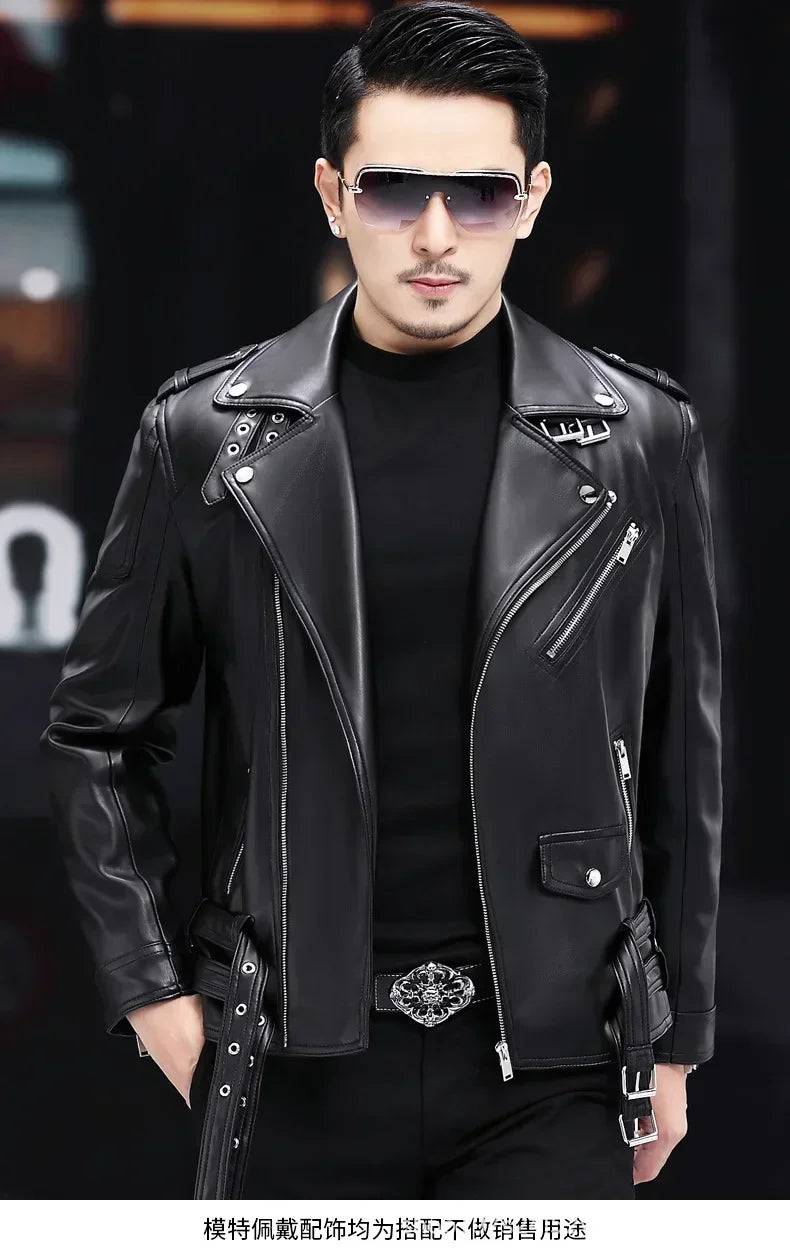 Men Outdoor Sport Leather Jacket Motorcycle Cool Coat Jacket