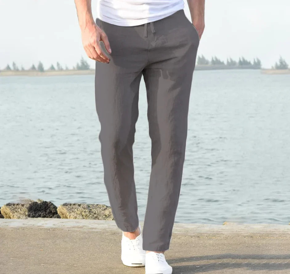 2025 New Fashion Mens Linen Oversize Sports Sweatpants