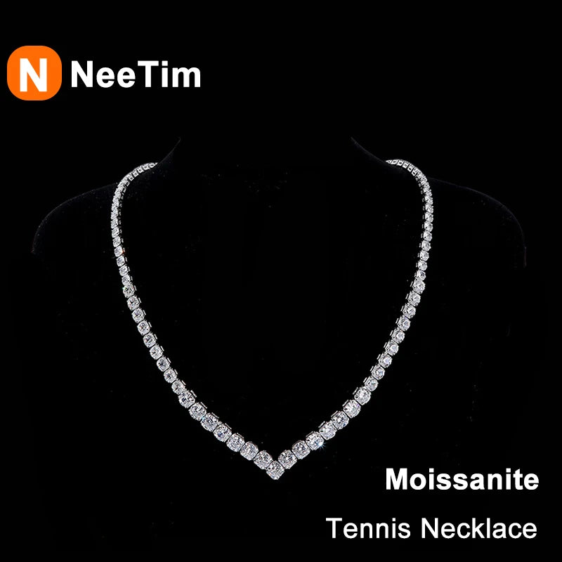 Moissanite Tennis Necklace – Sparkling Luxury by Neetim