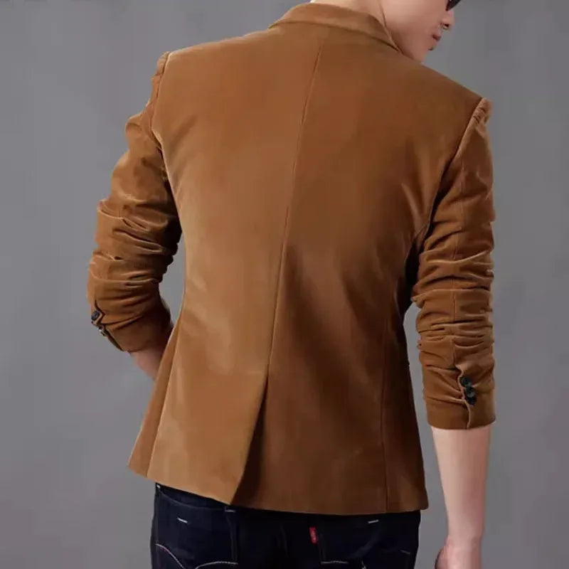Mens Corduroy Blazers Autumn Spring Fashion Male Casual Suit Jacket
