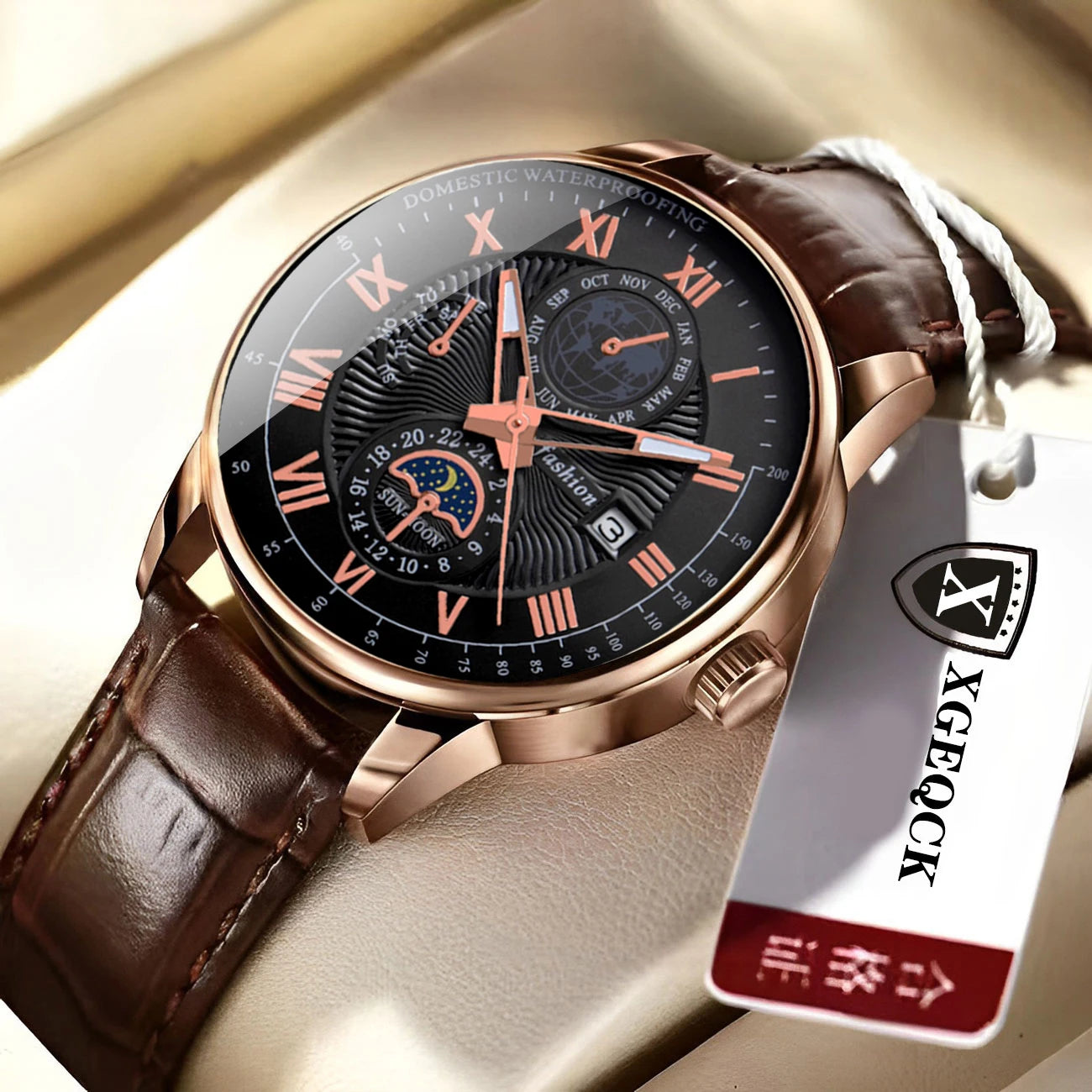 2024 Top Luxury Sport Men's Wristwatch Waterproof Luminous Leather Date Quartz Watch