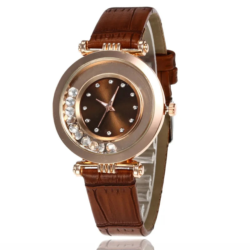 Luxury Temperament Ladies Watch Leather Belt Diamond Analog Quartz Watch Reloj Mujer Montre Femme